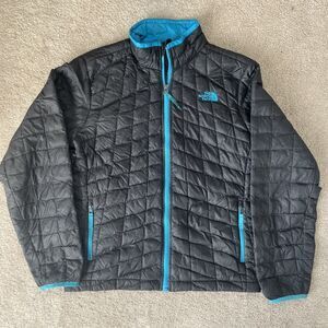 North Face Thermoball Jacket Boys Large Black Eco Hooded Quilted Lightweight